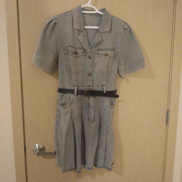 NWT Boutique Light Wash Denim Mini Dress (S/M) - Picture 1 of 5